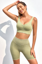 Load image into Gallery viewer, Ruched Wide Strap Sports Top
