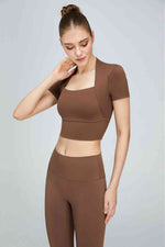 Load image into Gallery viewer, Short Sleeve Cropped Sports Top
