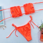 Load image into Gallery viewer, Frill Trim Ruched Bikini Set
