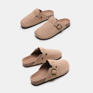 Suede Closed Toe Buckle Slide