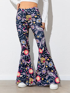 Floral High Waist Flare Leg Pants