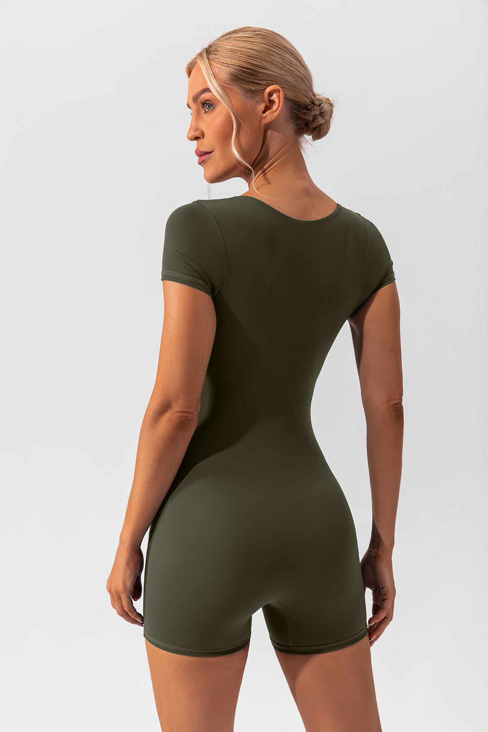 Square Neck Short Sleeve Active Romper