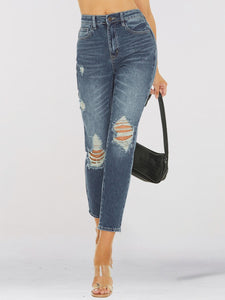 Distressed Skinny Cropped Jeans Pants