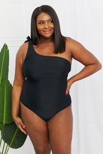 Load image into Gallery viewer, One-Shoulder One-Piece Swimsuit in Black
