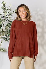 Load image into Gallery viewer, Ribbed Round Neck Slit Knit Top
