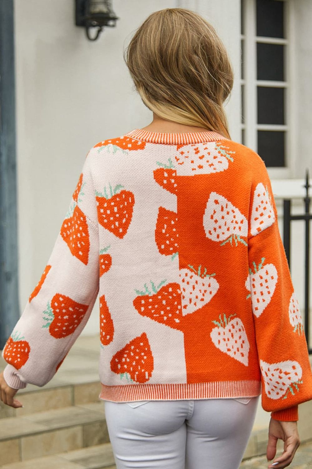 Printed V-Neck Button-Down Cardigan