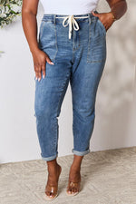 Load image into Gallery viewer, High Waist Drawstring Denim Pants
