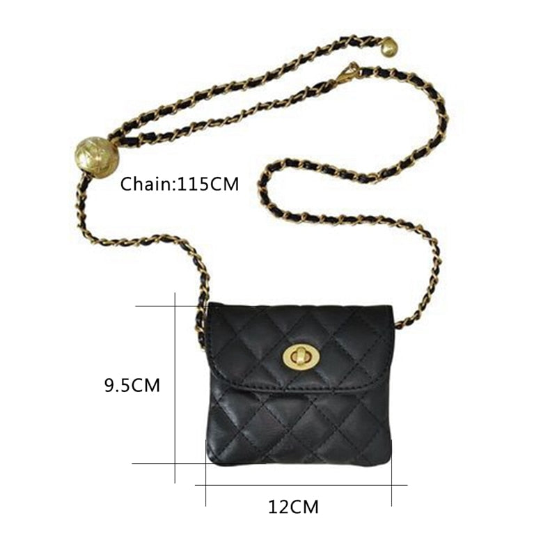 Mini Quilted Crossbody Bag | Gold Chain Strap & Ball Clasp