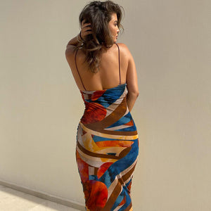 Printed Bodycon Maxi Dress