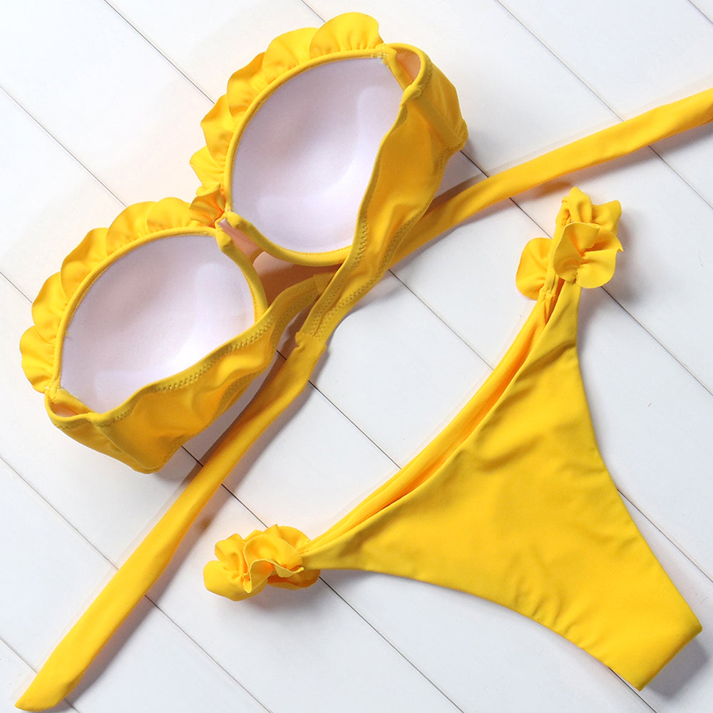 Ruffle Trim Push-Up Bikini Set | Underwire Bandeau | The PM Edit