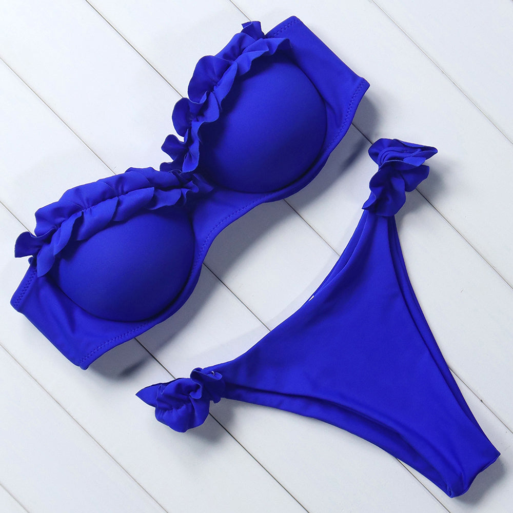 Ruffle Trim Push-Up Bikini Set | Underwire Bandeau | The PM Edit