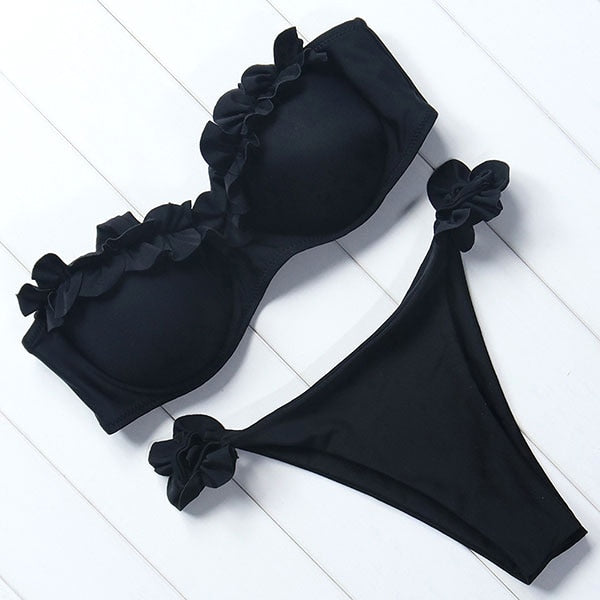 Ruffle Trim Push-Up Bikini Set | Underwire Bandeau | The PM Edit