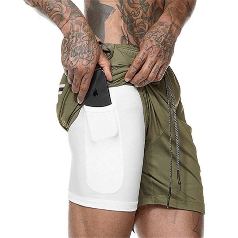 Mens Double-deck Fitness Shorts