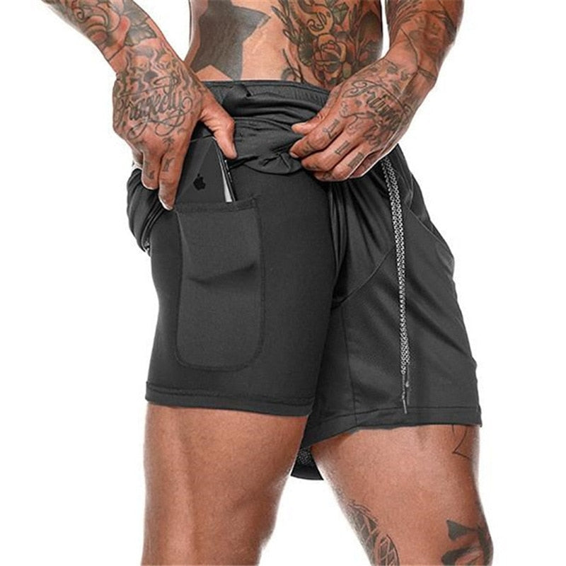 Mens Double-deck Fitness Shorts