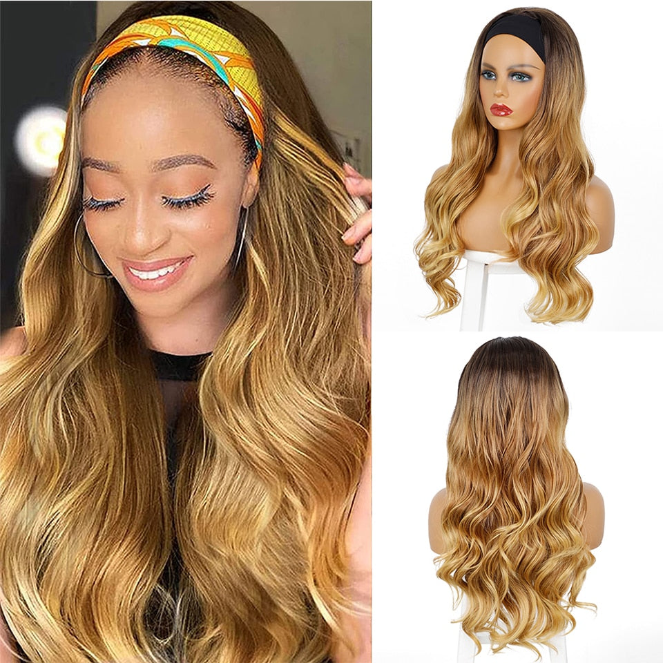 Synthetic Body Wave Headband Wig