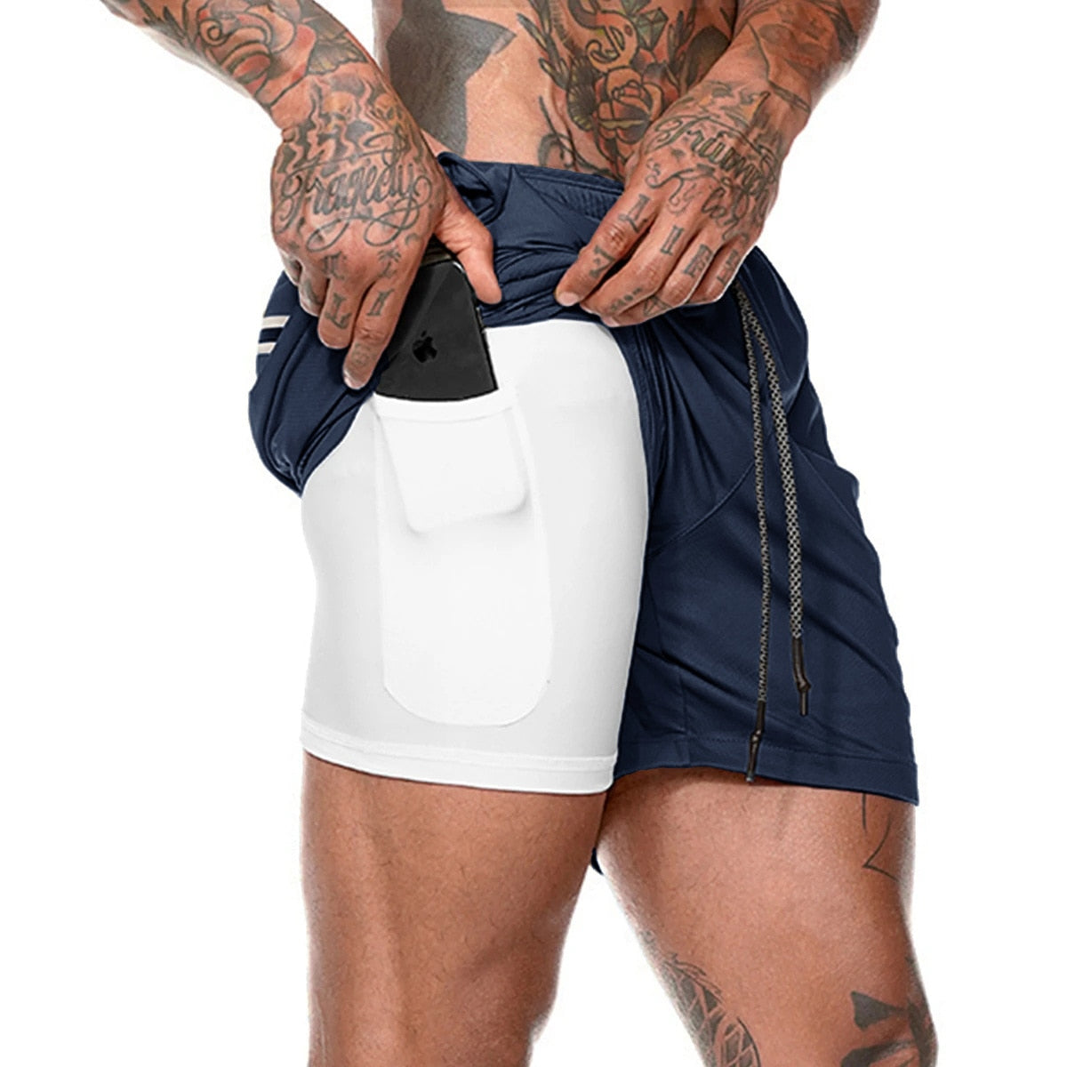 Mens Double-Deck Fitness Shorts