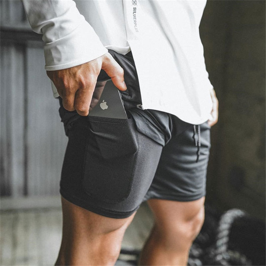 Mens Double-Deck Fitness Shorts