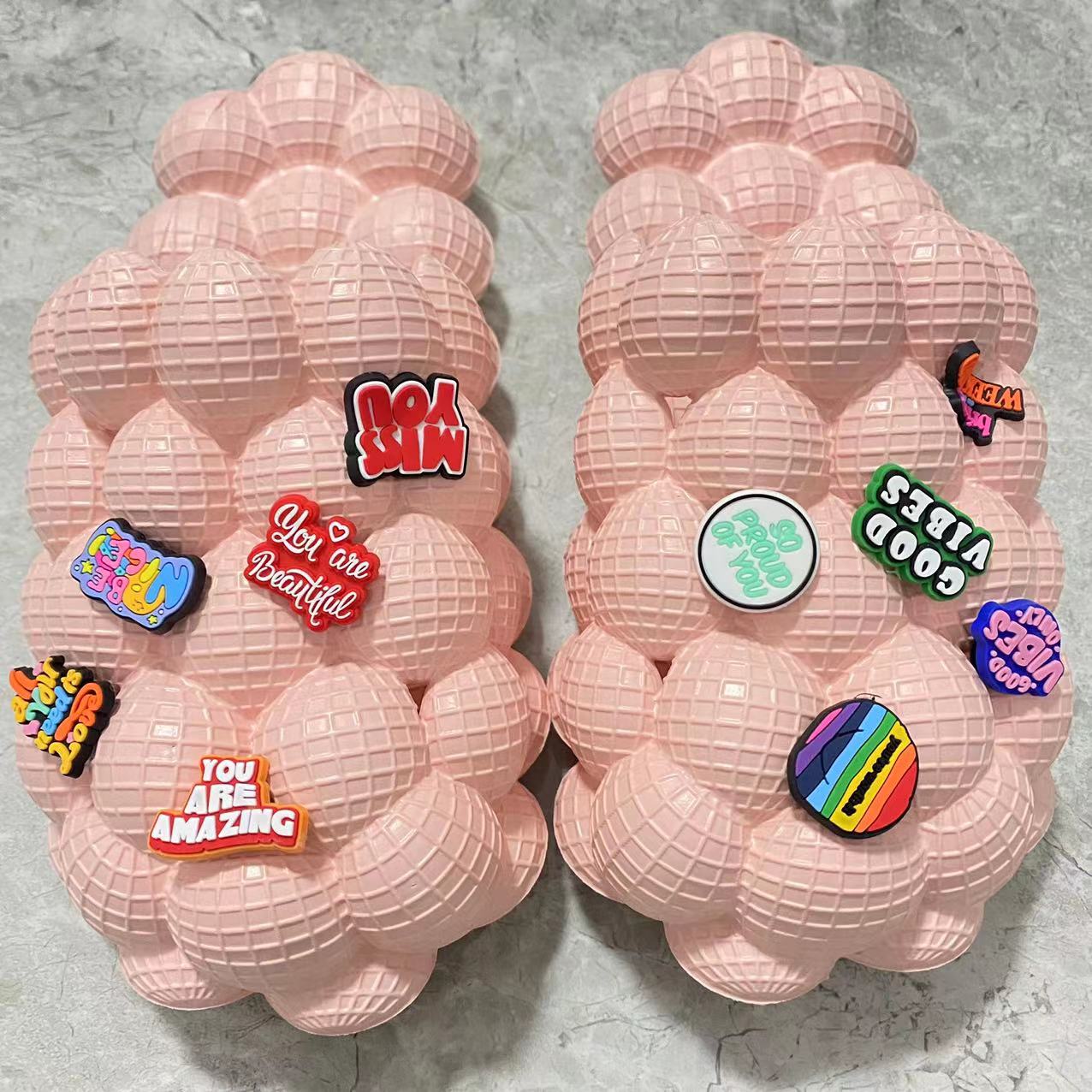 Pink Bubble Slides with Charms