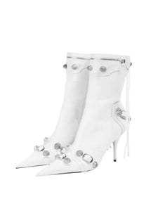 Pointed-Toe Gladiator Ankle Boots