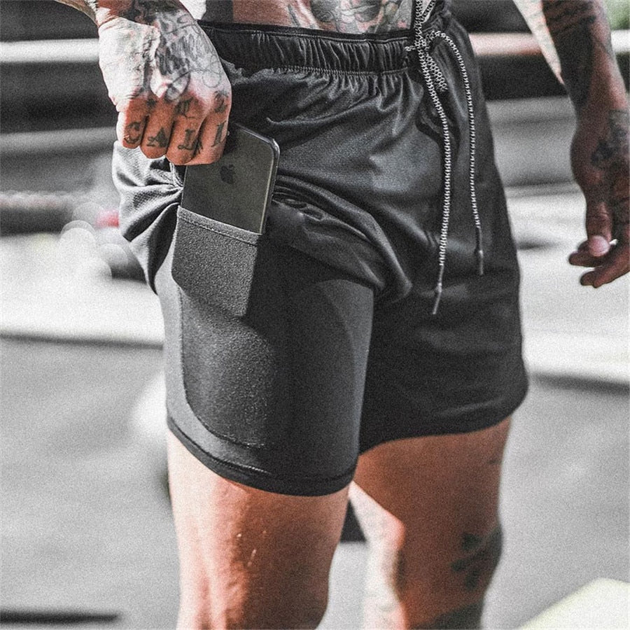 Mens Double-Deck Fitness Shorts