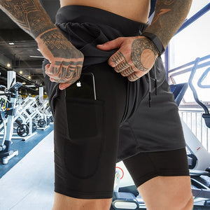 Mens Double-deck Fitness Shorts