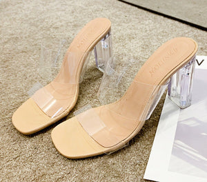 Transparent High Heels Women Square Toe Sandals