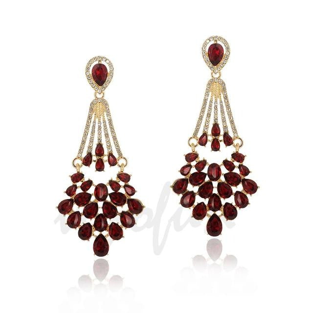 Crystal Fan Chandelier Drop Earrings | Rhinestone Teardrop Dangle Earrings