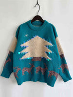 Load image into Gallery viewer, Sequin Christmas Tree &amp; Reindeer Round Neck Sweater
