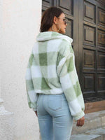 Load image into Gallery viewer, Plaid Dropped Shoulder Buttoned Jacket

