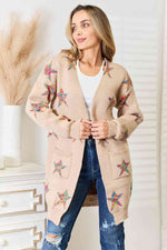 Load image into Gallery viewer, Star Pattern Open Front Longline Cardigan
