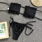 Load image into Gallery viewer, Frill Trim Ruched Bikini Set
