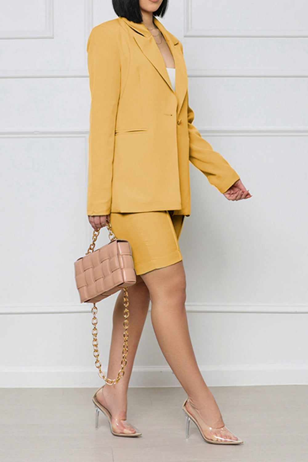 Long Sleeve Blazer & Shorts Set