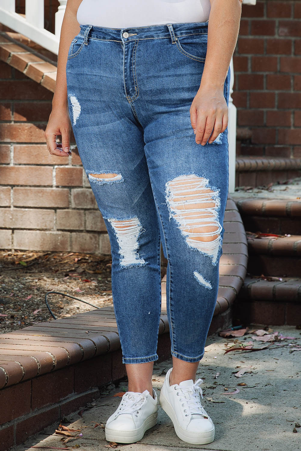 Plus Size Distressed Skinny Jeans Pants