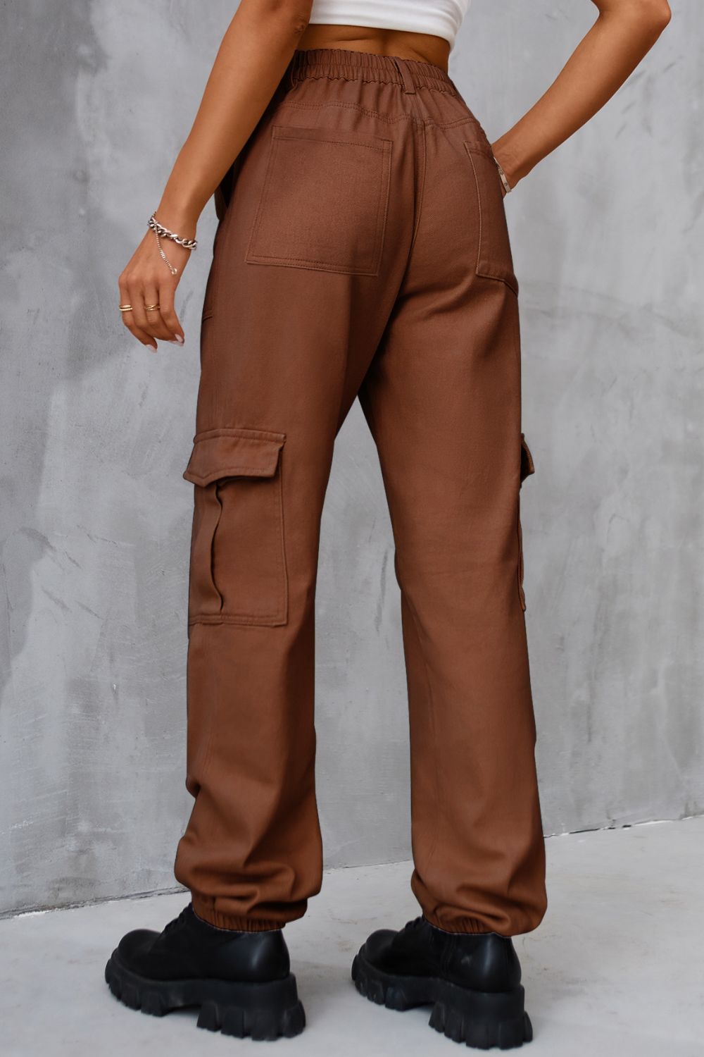 Buttoned High Waist Wide Leg Pants