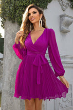 Load image into Gallery viewer, Tied Surplice Neck Pleated Dress

