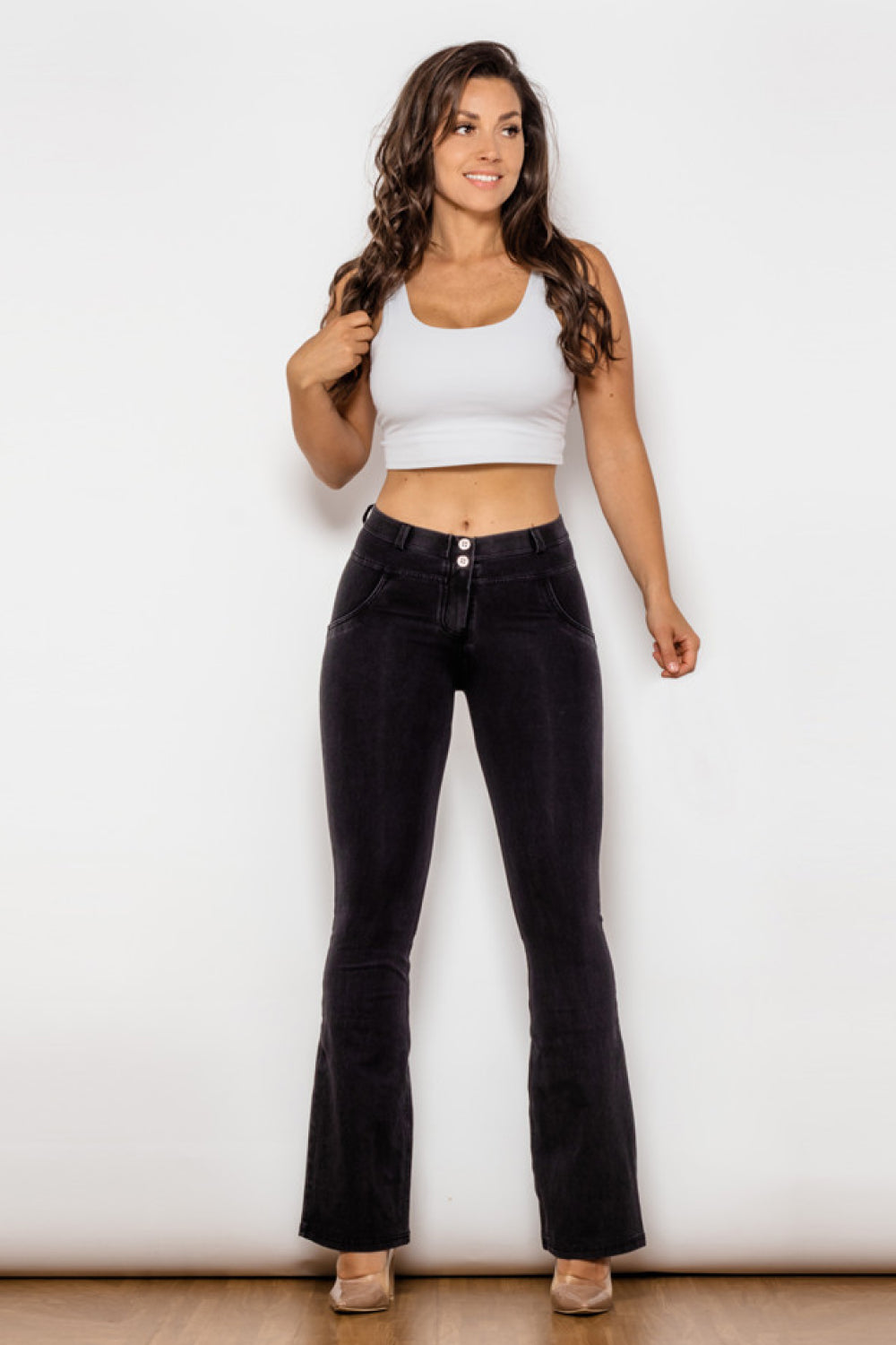 Buttoned Flare Jeans Pants