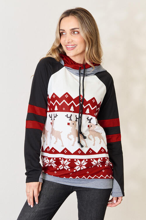 Christmas Drawstring Long Sleeve Hoodie