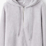 Load image into Gallery viewer, Quarter-Zip Drawstring Teddy Hoodie
