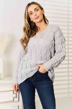 Load image into Gallery viewer, Cable-Knit Hooded Sweater
