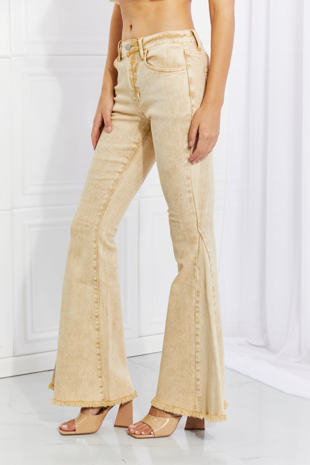 Hem Bell Bottom Jeans in Yellow