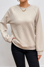 Load image into Gallery viewer, Texture Round Neck Long Sleeve Sweatshirt
