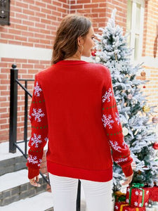 Santa Round Neck Long Sleeve Christmas Sweater