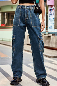 Long Straight Leg Cargo Pants with Pockets