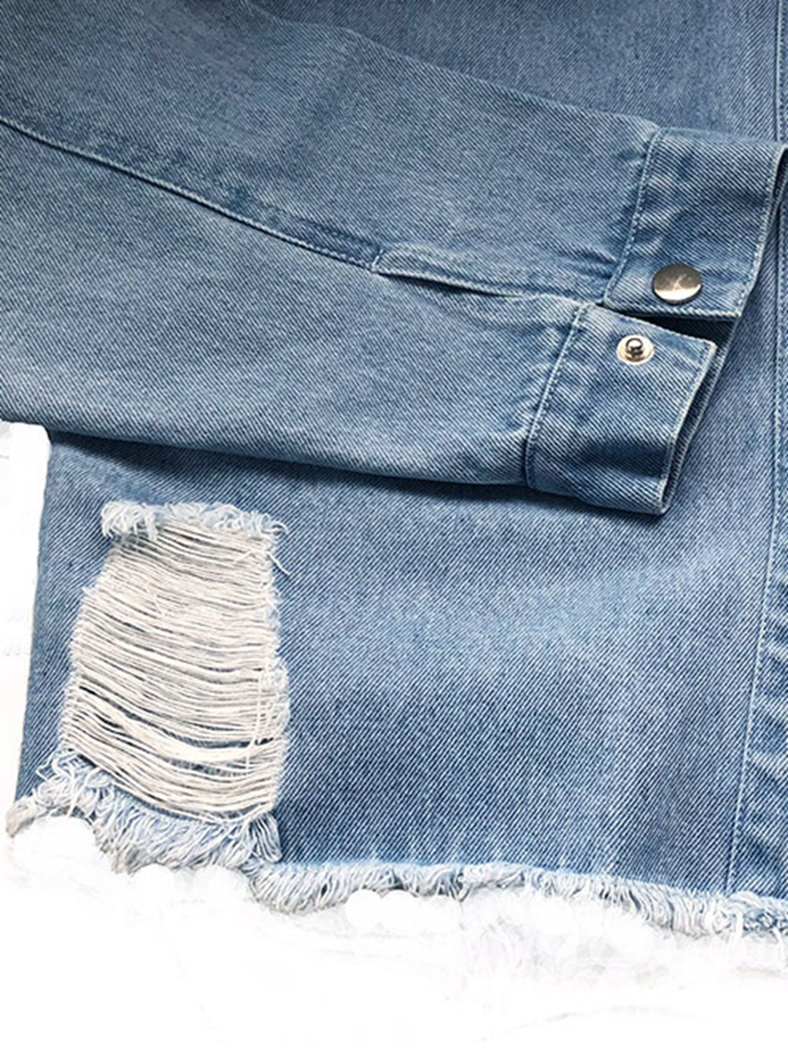 Oversized Raw Hem Denim Jacket
