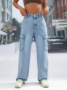 Pocketed Long Jeans Pants