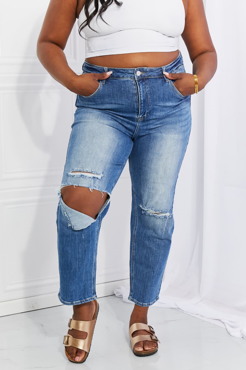 Full Size Emily High Rise Relaxed Jeans Pants