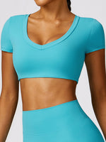 Load image into Gallery viewer, Scoop Neck Short Sleeve Cropped Active T-Shirt
