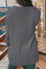 Load image into Gallery viewer, Waffle-Knit Dropped Shoulder Buttoned Sweater
