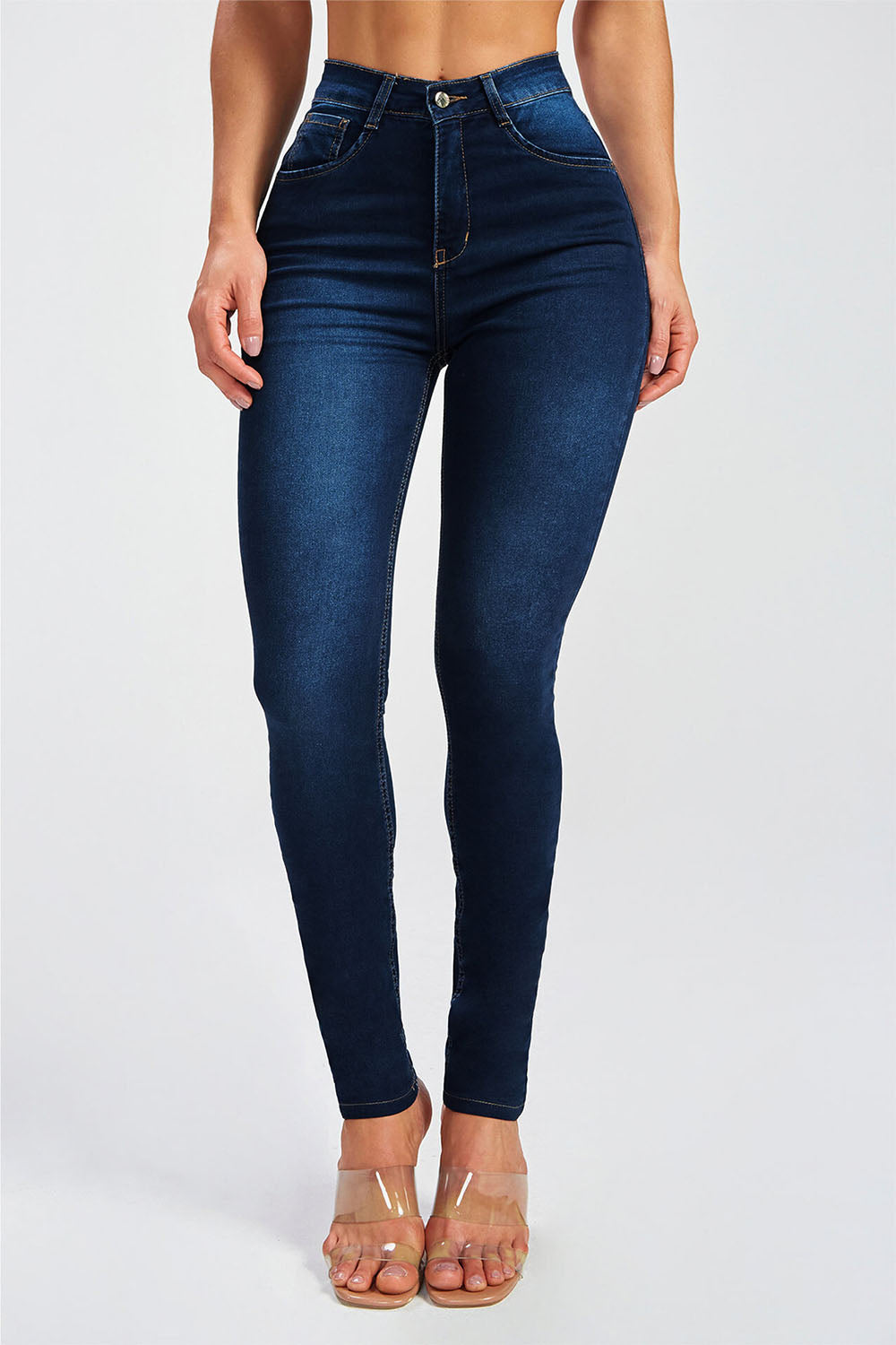 Button Fly Skinny Jeans Pants