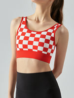 Load image into Gallery viewer, Round Neck Plaid Cropped Sports Tank Top
